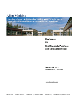 Key Issues in: Real Property Purchase and Sale Agreements