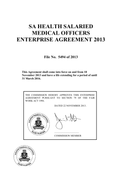 SA HEALTH SALARIED MEDICAL OFFICERS ENTERPRISE AGREEMENT 2013