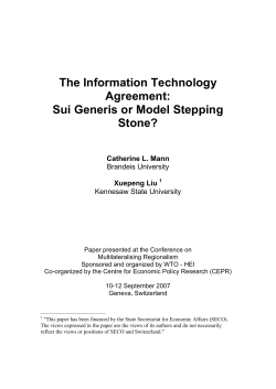The Information Technology Agreement: Sui Generis or Model Stepping