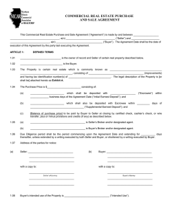 COMMERCIAL REAL ESTATE PURCHASE AND SALE AGREEMENT