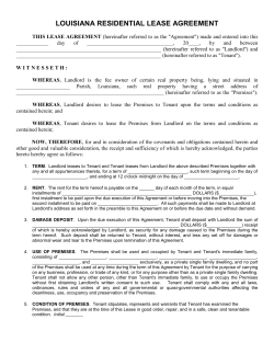 LOUISIANA RESIDENTIAL LEASE AGREEMENT