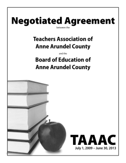 TAAAC Negotiated Agreement Teachers Association of Anne Arundel County