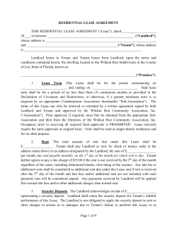 THIS RESIDENTIAL  LEASE AGREEMENT (“Lease”), dated ___________________, (“Landlord”)