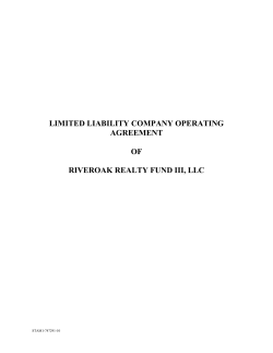 LIMITED LIABILITY COMPANY OPERATING AGREEMENT OF RIVEROAK REALTY FUND III, LLC