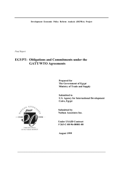 EGYPT:  Obligations and Commitments under the GATT/WTO Agreements