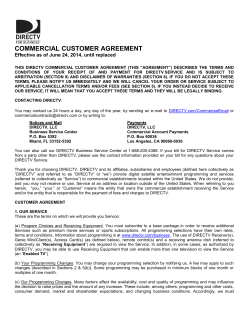 COMMERCIAL CUSTOMER AGREEMENT Effective as of June 24, 2014, until replaced