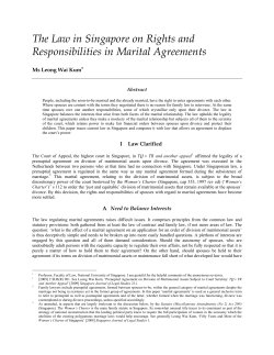 The Law in Singapore on Rights and Responsibilities in Marital Agreements