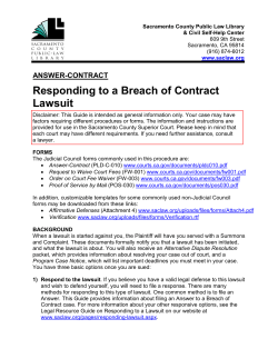 Responding to a Breach of Contract Lawsuit ANSWER-CONTRACT