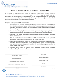MUTUAL RESCISSION OF LEASE/RENTAL AGREEMENT