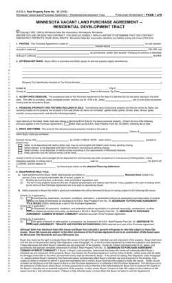 &copy; MINNESOTA VACANT LAND PURCHASE AGREEMENT -- RESIDENTIAL DEVELOPMENT TRACT P