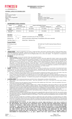 MEMBERSHIP CONTRACT FITNESS U, L.L.C.