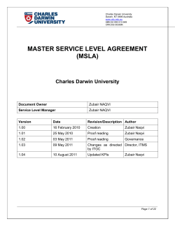 MASTER SERVICE LEVEL AGREEMENT (MSLA) Charles Darwin University