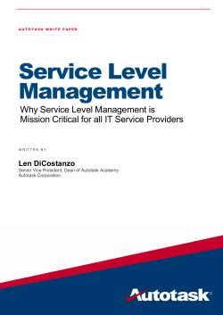 Service Level Management Why Service Level Management is