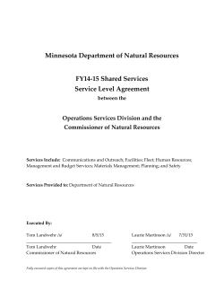 Minnesota Department of Natural Resources FY14-15 Shared Services Service Level Agreement