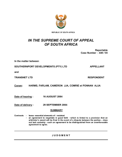 IN THE SUPREME COURT OF APPEAL OF SOUTH AFRICA
