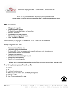 &ldquo;Your Rental Property Should be a Second Income&hellip; Not a... Thank you for your interest in One Stop Property Management... Centrally located in Glendora, we cover San Gabriel Valley, Orange...