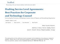 Drafting Service Level Agreements: Best Practices for Corporate and Technology Counsel