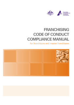Franchising code oF conduct compliance manual for franchisors and master franchisees