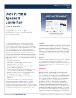 Stock Purchase Agreement Commentary Corporate and Securities