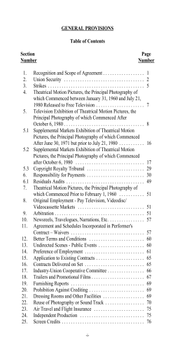 GENERAL PROVISIONS Table of Contents Section Page