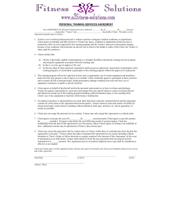 PERSONAL TRAINING SERVICES AGREEMENT