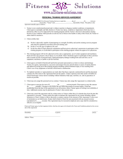 PERSONAL TRAINING SERVICES AGREEMENT