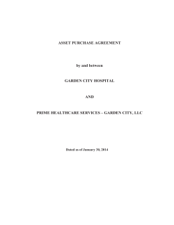 ASSET PURCHASE AGREEMENT by and between GARDEN CITY HOSPITAL AND