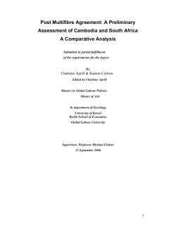 Post Multifibre Agreement: A Preliminary Assessment of Cambodia and South Africa
