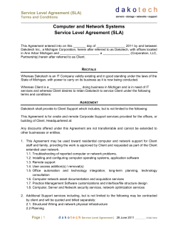 Computer and Network Systems Service Level Agreement (SLA)  Terms and Conditions