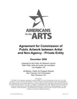 Agreement for Commission of Public Artwork between Artist