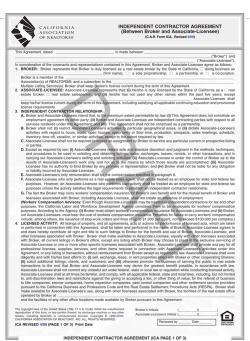 INDEPENDENT CONTRACTOR AGREEMENT (Between Broker and Associate-Licensee)