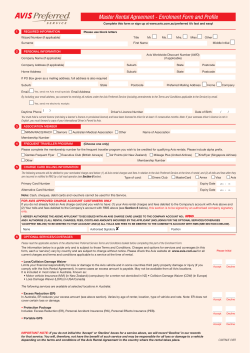 Master Rental Agreement - Enrolment Form and Profile