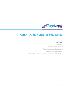PATENT ASSIGNMENT &amp; GUIDELINES Included: