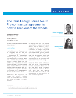 The Paris Energy Series No. 3: Pre-contractual agreements: