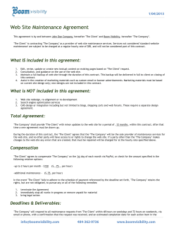 Web Site Maintenance Agreement