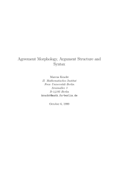 Agreement Morphology, Argument Structure and Syntax