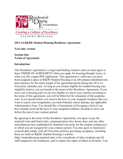2013-14 R&amp;DE Student Housing Residence Agreement Text only version Section One