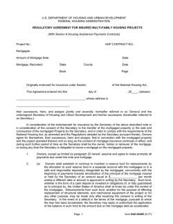 U.S. DEPARTMENT OF HOUSING AND URBAN DEVELOPMENT FEDERAL HOUSING ADMINISTRATION  Project No.: