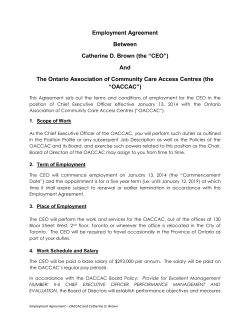 Employment Agreement Between (the “CEO”) Catherine D. Brown