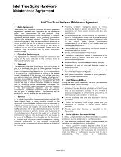 Intel True Scale Hardware Maintenance Agreement Intel True Scale Hardware Maintenance Agreement
