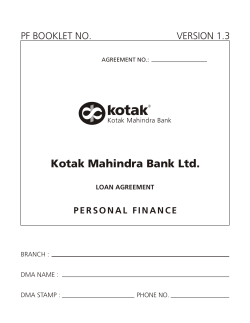 Kotak Mahindra Bank Ltd. VERSION 1.3 PF BOOKLET NO.