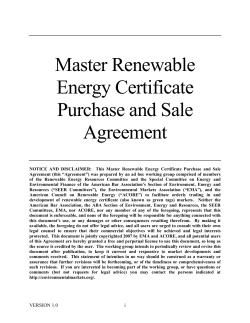 Master Renewable Energy Certificate Purchase and Sale Agreement