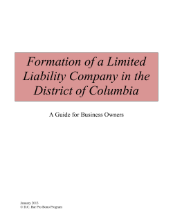 Formation of a Limited Liability Company in the District of Columbia