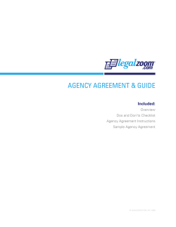 AGENCY AGREEMENT &amp; GUIDE Included: Overview