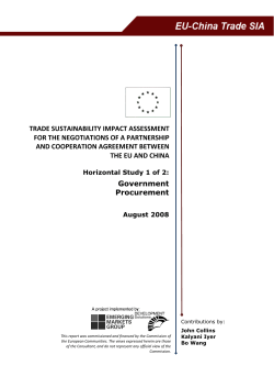 TRADE SUSTAINABILITY IMPACT ASSESSMENT  FOR THE NEGOTIATIONS OF A PARTNERSHIP  AND COOPERATION AGREEMENT BETWEEN 