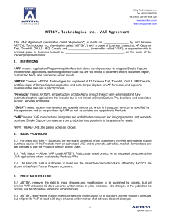 ARTSYL Technologies, Inc. - VAR Agreement