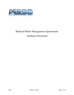 Bilateral Water Management Agreements   Guidance Document    