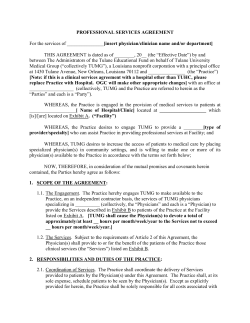 PROFESSIONAL SERVICES AGREEMENT  [insert physician/clinician name and/or department]