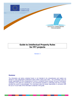 Guide to Intellectual Property Rules for FP7 projects