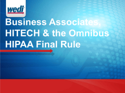 Business Associates, HITECH &amp; the Omnibus HIPAA Final Rule